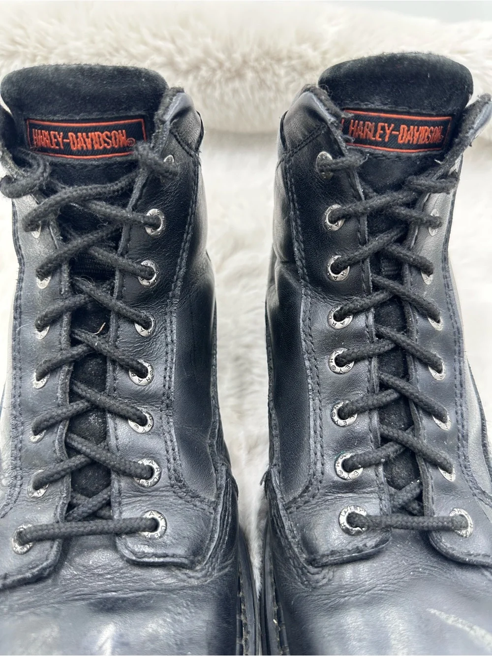 Harley Davidson‎ Black Leather Lace Up Motorcycle Boots Men's Size 8.5 M